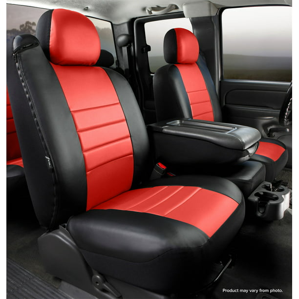 FIA SL68-36 RED Custom Fit Front Seat Cover Split Seat 40/20/40 Leatherette Black w/Red Center Panel 